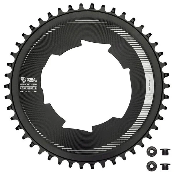 Bike frame liner-Wolf Tooth Components Aero Chainring 107 BCD Drop-Stop B 46T Blk