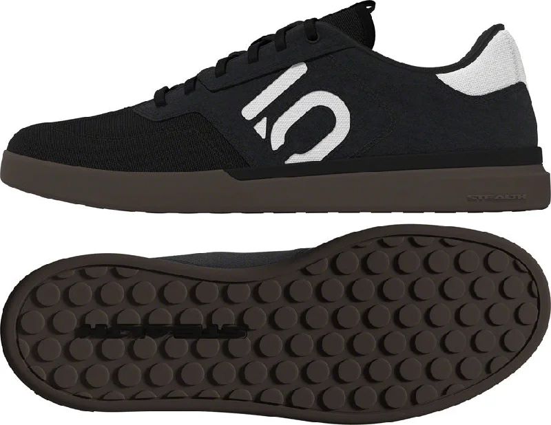 Mountain bike liner-Five Ten Sleuth Canvas Flat Shoes - Mens Core BLK/Core BLK/FTWR White 14