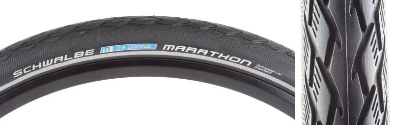 Cycling phone guard-Schwalbe Marathon Tire 700x50C Wire Clincher Endurance GreenGuard 67TPI Black