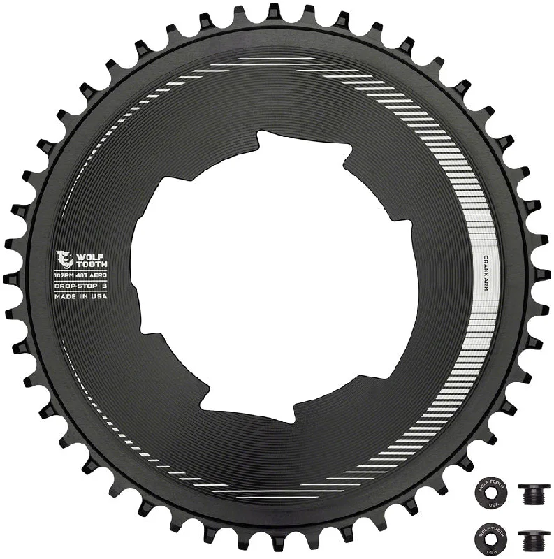 Mountain bike liner-Wolf Tooth Aero 107 BCD Chainring - 48t Optimized SRAM Eagle Flaptop Chains Drop-Stop B BLK