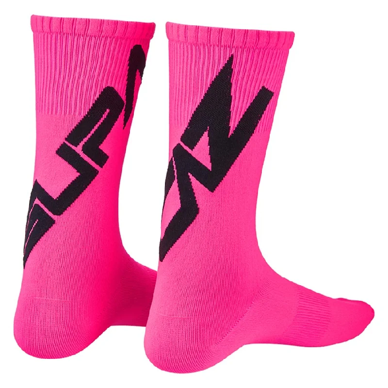 Cycling lamp guard-Supacaz SupaSox Twisted Socks Black/Neon Pink M Pair