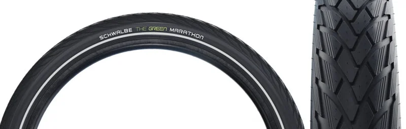 Cycling leg liner-Schwalbe Green Marathon Tire - 16 x 1.35 Clincher Wire BLK/Reflective Performance Line GreenGuard TwinSkin Addix