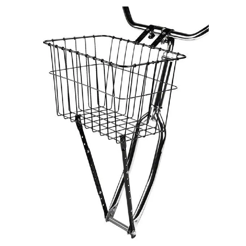 Bicycle bell guard-Gloss Black Front Basket with Adjustable Legs