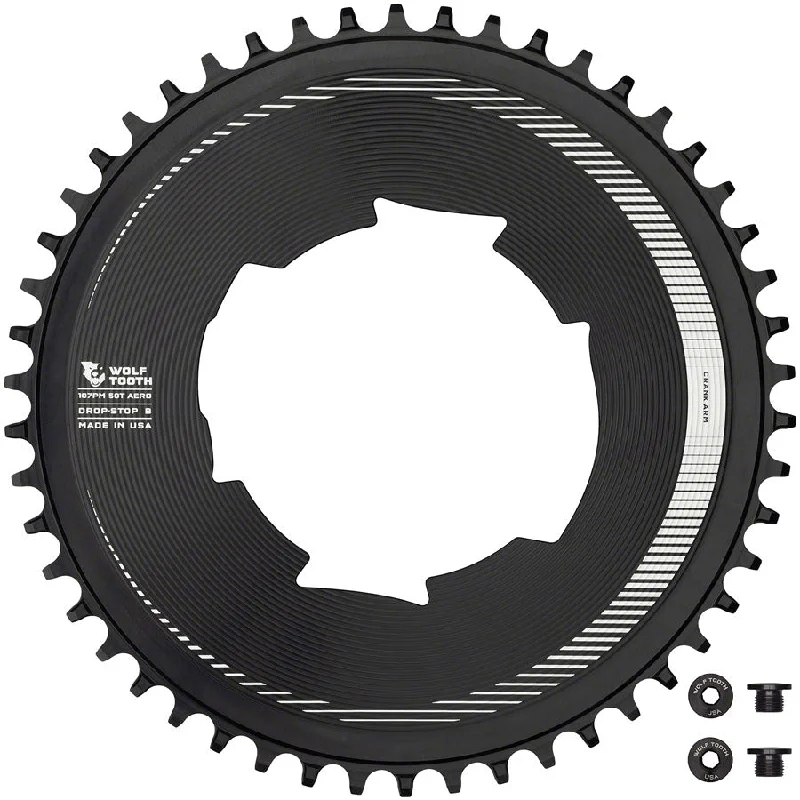 Cycling sleeve guard-Wolf Tooth Aero 107 BCD Chainring - 50t Optimized SRAM Eagle Flaptop Chains Drop-Stop B BLK