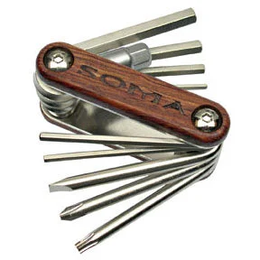 Bicycle chain liner-Soma Woodie 10-Function Multi-Tool Wood/Chrome