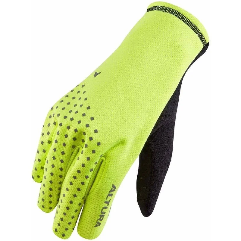 Bicycle rack liner-Altura Fleece Windproof Nightvision Full Finger Cycling Gloves - Yellow