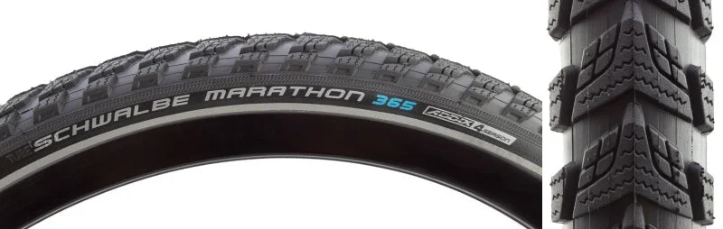 Bicycle fix guard-Schwalbe Marathon 365 Tire - 26 x 2.0 Clincher Wire BLK/Reflective Performance Line GreenGuard Addix 4Season E-50