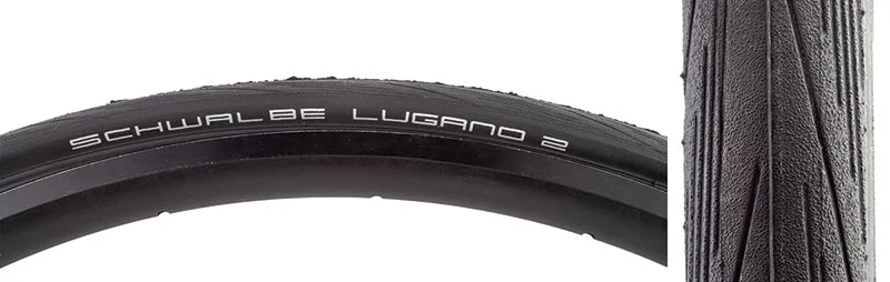 Bicycle repair tool-Schwalbe Lugano II Tire - 700 x 25 Clincher Wire Black K-Guard Endurance