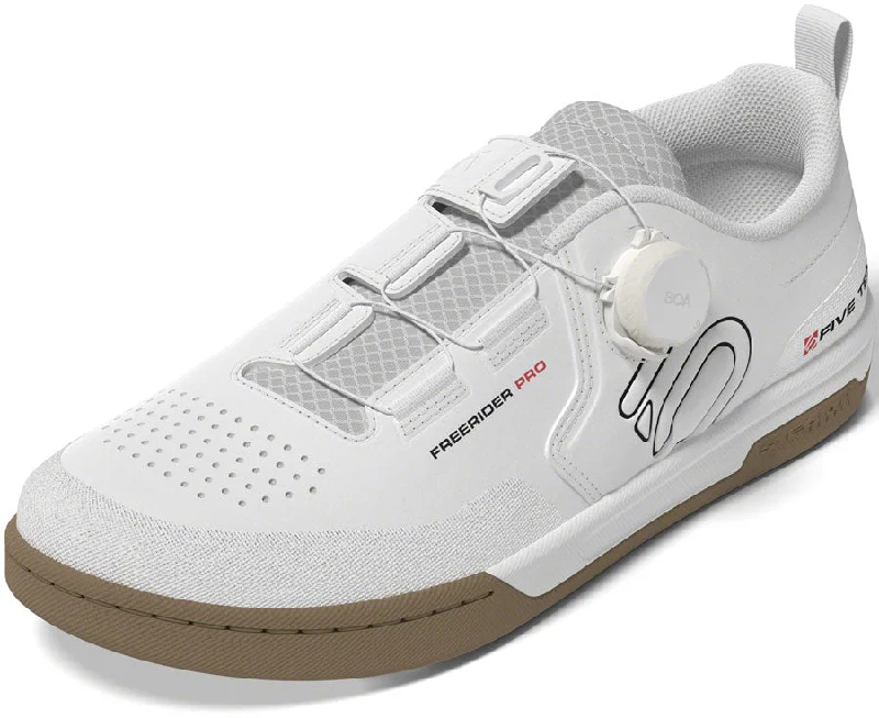 Cycling water liner-Five Ten Freerider Pro BOA Flat Shoes - Mens FTWR White/Core Black/Red 7.5