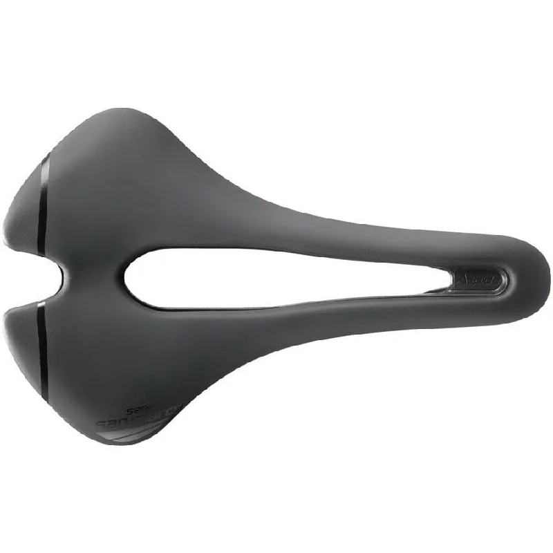 Road bike liner-Aspide Short Open-Fit Saddle - Steel Black Mens Wide