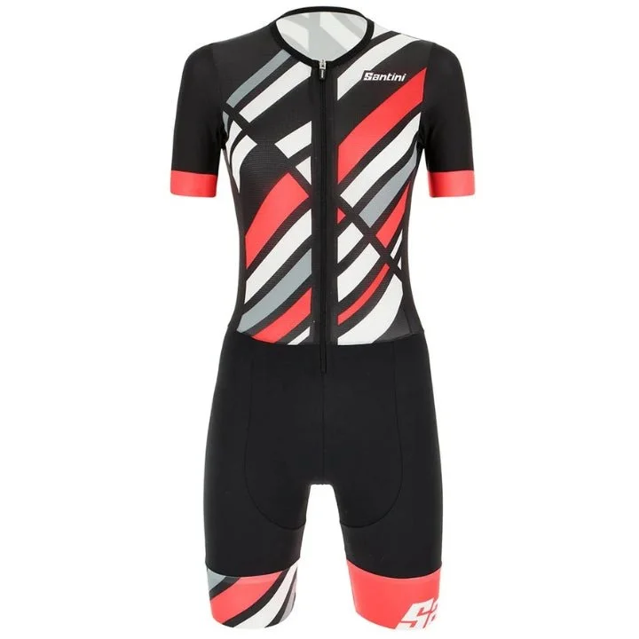 Bicycle basket liner-Santini Women Redux Short Sleeve Trisuit