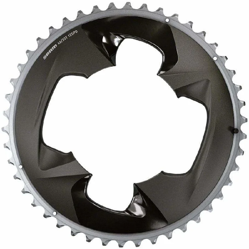 Road bike liner-Force 2x12-Speed Outer Chainring - 48t, 107 BCD, 4-Bolt, Polar Grey, For use with 35t Inner