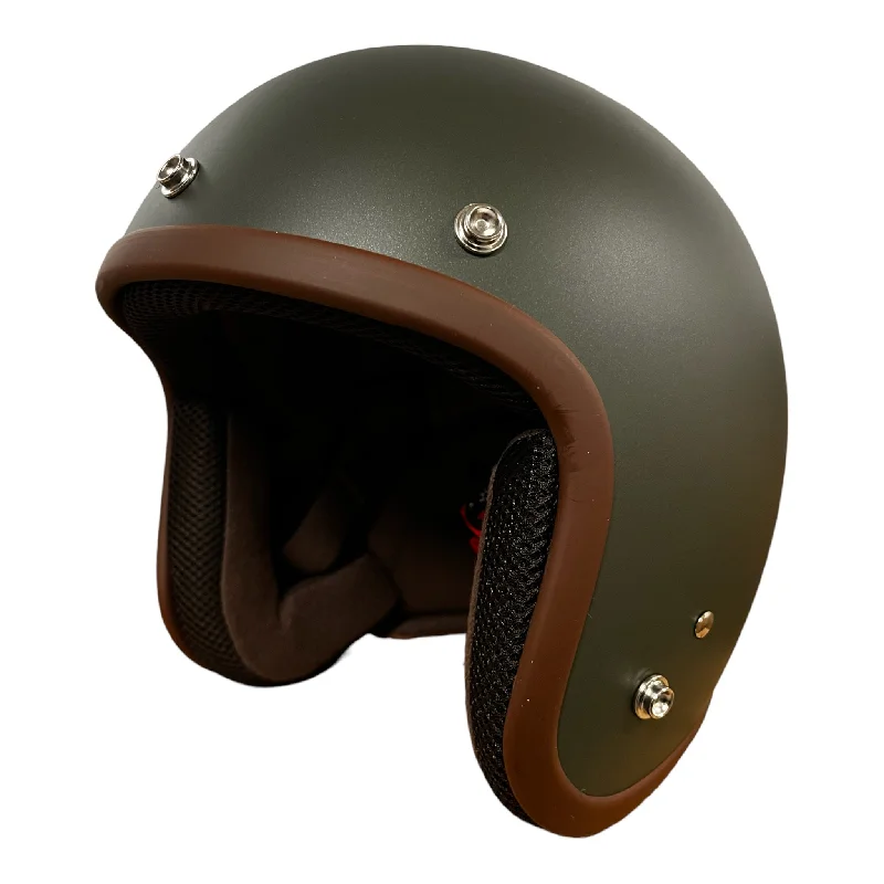 Cycling water mount-Cooler King Helmet - Matt Green - Tan Lined