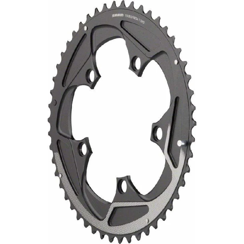 Cycling foot guard-50 Teeth 110mm BCD 11-Speed Yaw Chainring Black with Silver Trim, Use with 34T