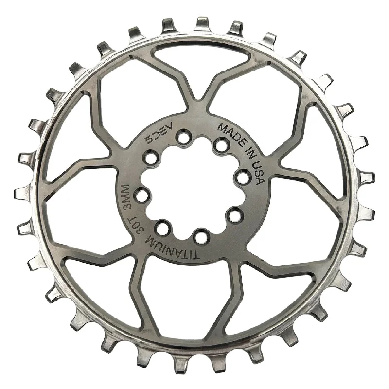 Road bike liner-5Dev Titanium 8-Bolt Chainring 3mm Offset 32T Raw/Silver