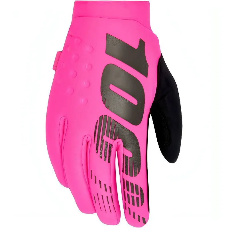 Bicycle chain guard-100% Brisker Cold Weather Full Finger Cycling Gloves - Pink