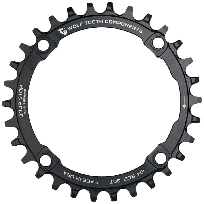 Cycling vest liner-Wolf Tooth 104 BCD Chainring - 30t 104 BCD 4-Bolt Drop-Stop A Black