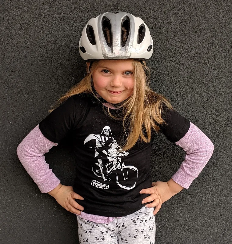 Bicycle chainstay guard-CHILD LEIA and Darth Mac Ride - Short Sleeve T-Shirts