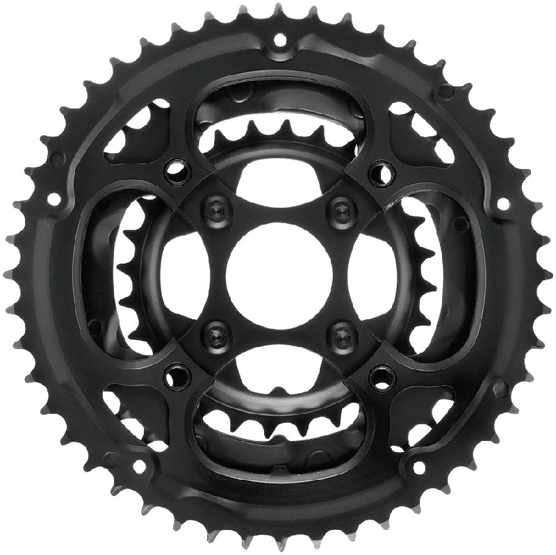 Bike seat liner-Samox 338ASS Chainring Set - 48/36/28t 104/Riveted BCD Aluminum Outer Ring Steel Middle/Inner Ring BLK